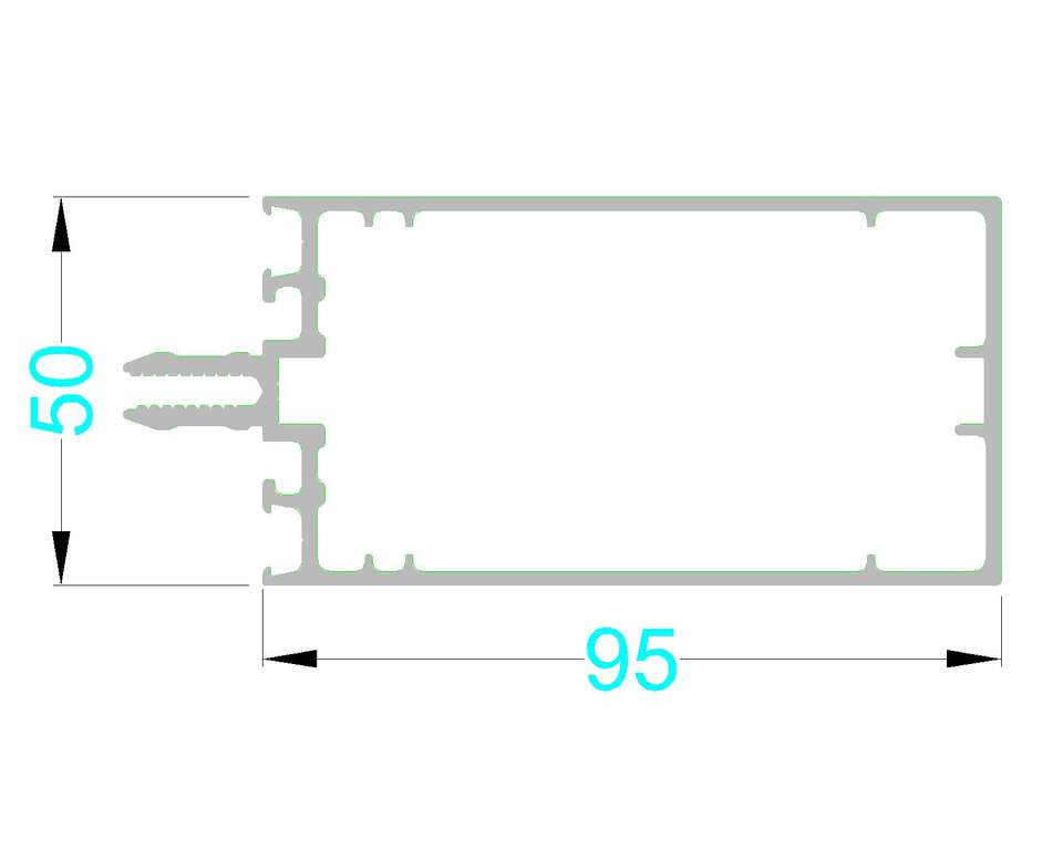 Алюминиевый профиль для окон стойка и ригель 95 мм неокрашенный 6.8м