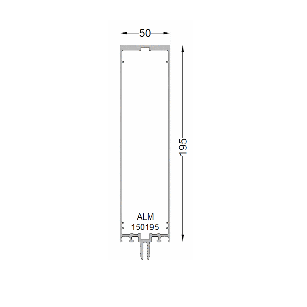 Алюминиевый профиль стойка и ригель 195 мм неокрашенный 6м